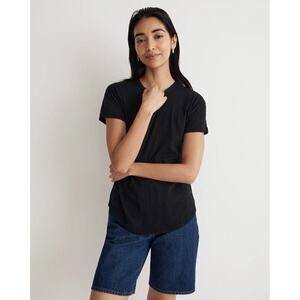 NWOT Madewell Whisper Crew Neck Tee In Black Size XXS